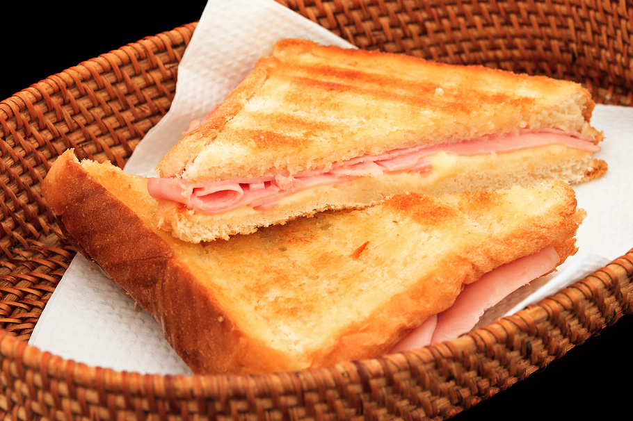 Grilled ham and cheese sandwich