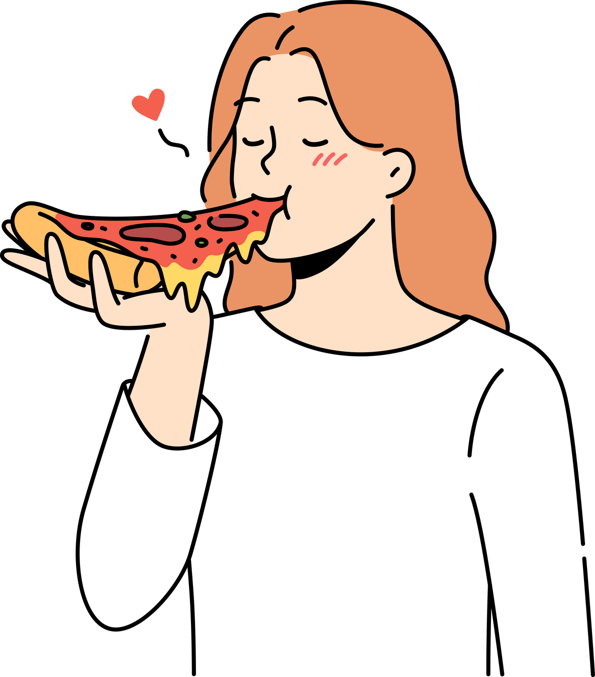 Woman eating tasty Italian pizza